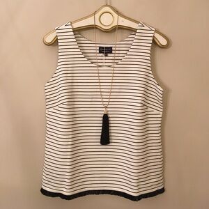 Buckley K Striped Tank with Raffia Fringe Size 14 New with Tags